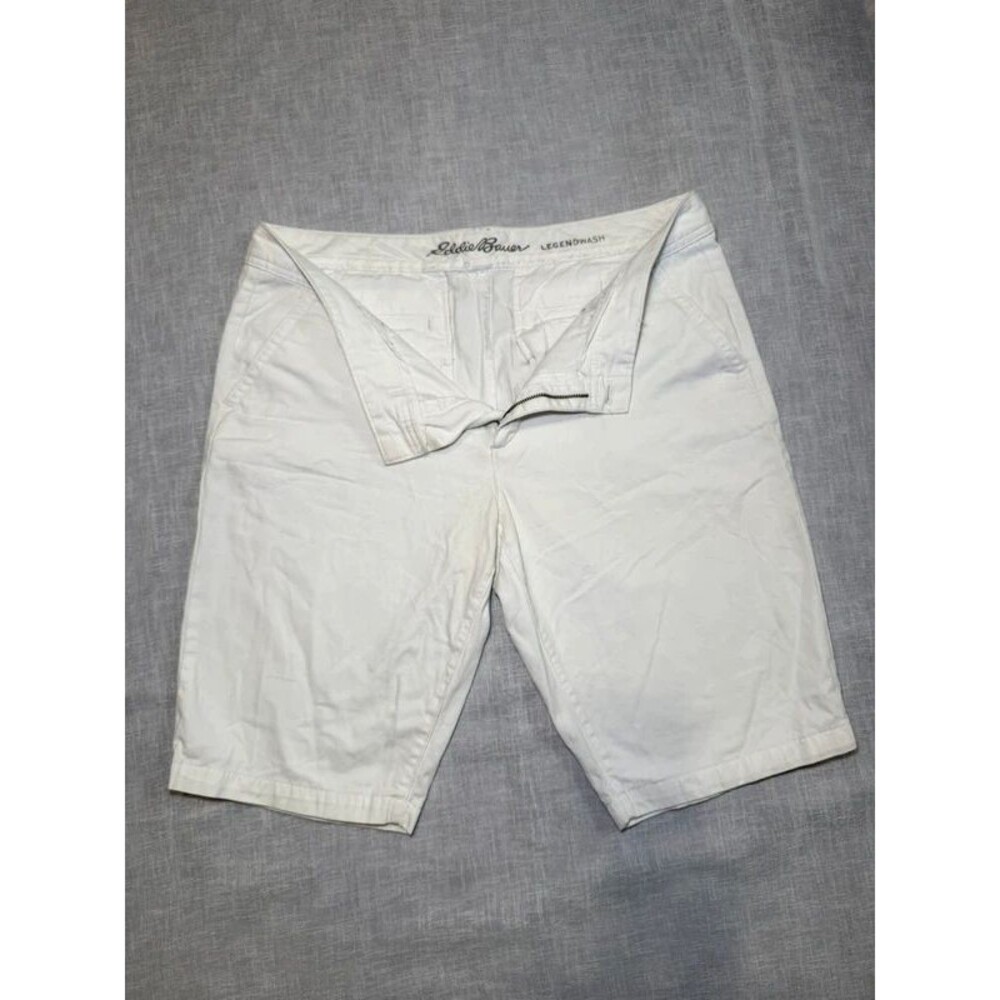 Eddie Bauer Legendwash Chino Shorts White Womens 16 Slightly Curvy Mid Rise 11"